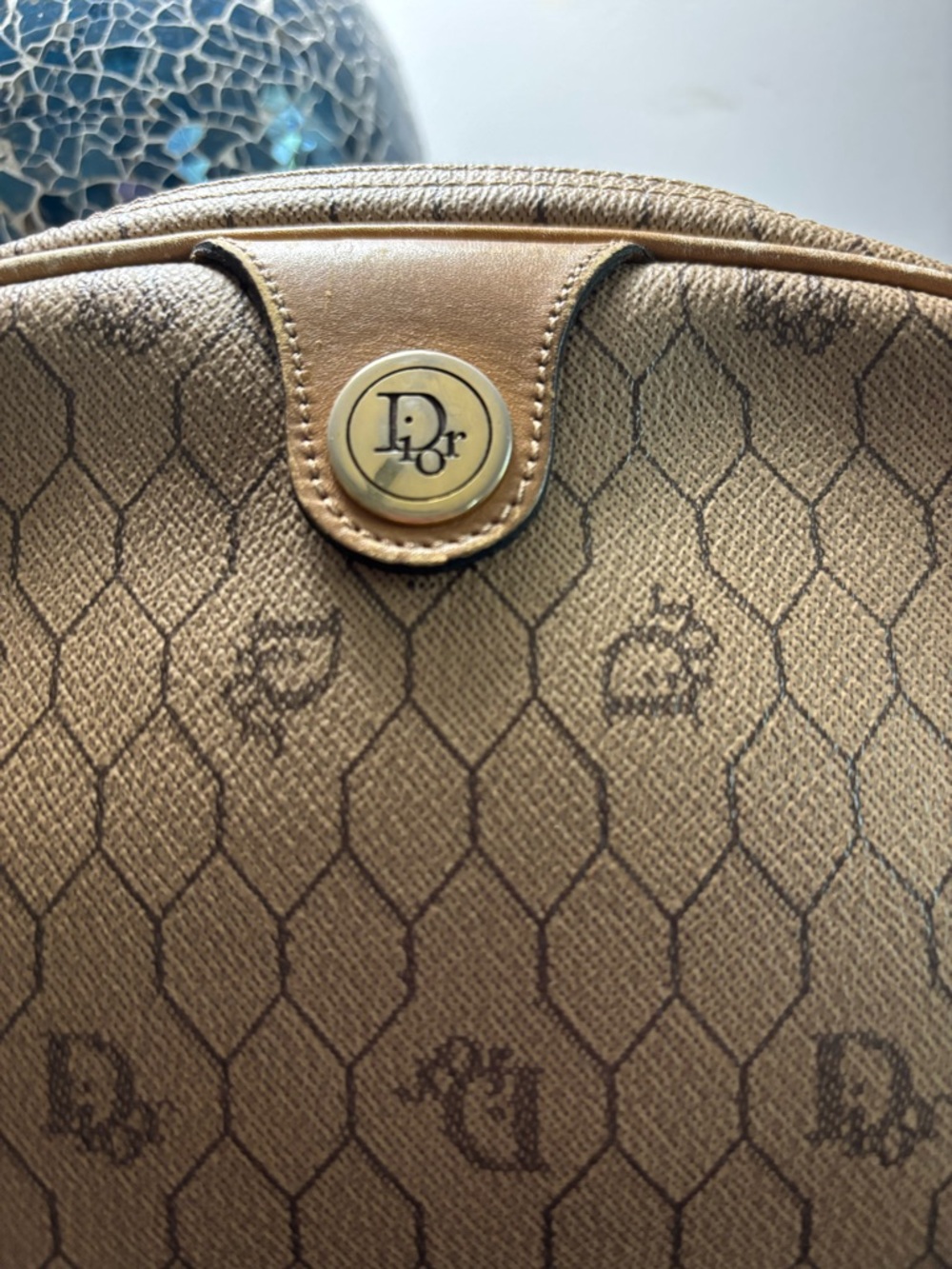 Authentic Vintage Christian Dior Honeycomb Canvas Clutch / Crossbody Bag - Picture 2 of 8